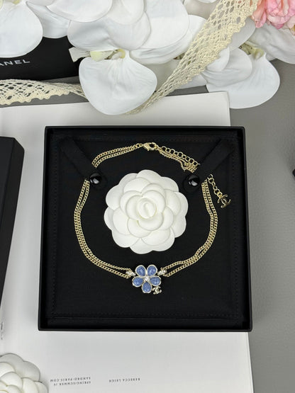 [⭐moonlume]New Blue Floral Double-Layer Necklace
