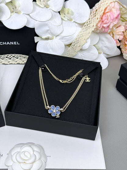 [⭐moonlume]New Blue Floral Double-Layer Necklace
