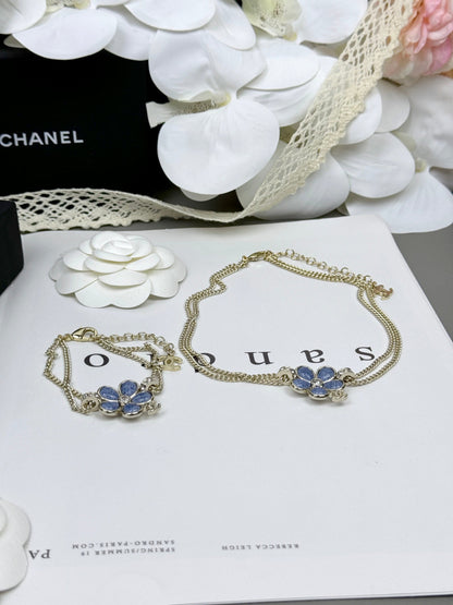 [⭐moonlume]New Blue Floral Double-Layer Necklace