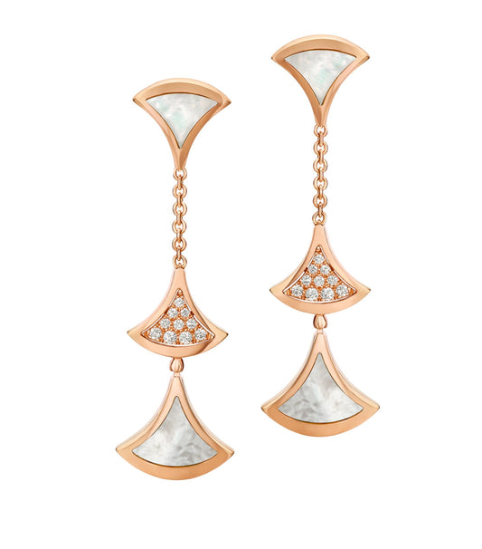 [⭐moonlume]DREAM EARRINGS 3 MOTIFS DIAMOND MOP PINK GOLD