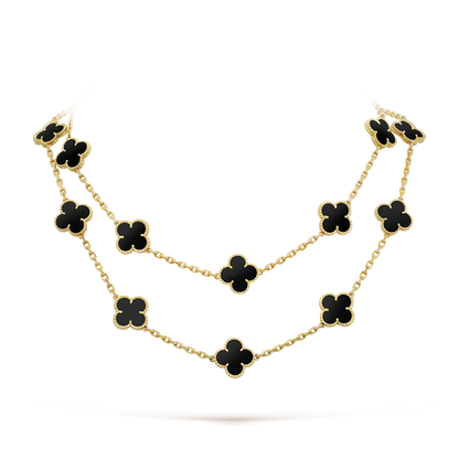 [⭐moonlume]CLOVER 20 MOTIFS ONYX NECKLACE