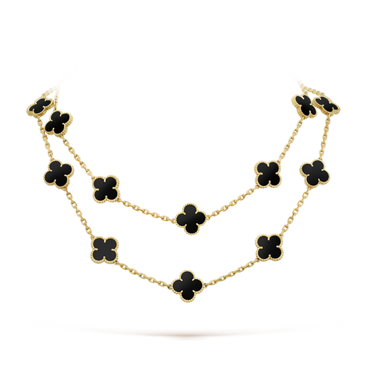 [⭐moonlume]CLOVER 20 MOTIFS ONYX NECKLACE