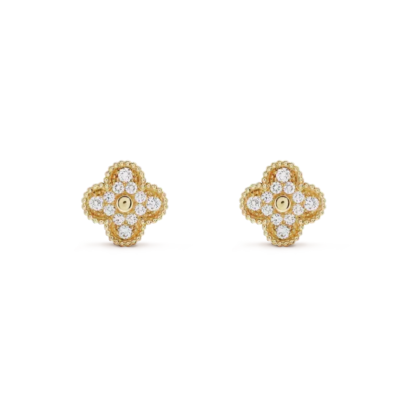 [⭐moonlume]CLOVER MEDIUM 1 MOTIFS FUll DIAMOND EARRINGS