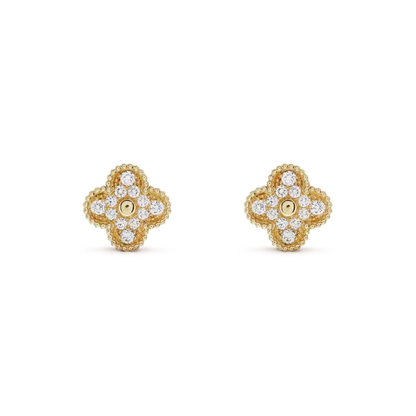 [⭐moonlume]CLOVER MEDIUM 1 MOTIFS FUll DIAMOND EARRINGS