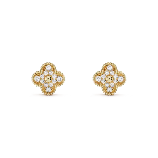 [⭐moonlume]CLOVER MEDIUM 1 MOTIFS FUll DIAMOND EARRINGS