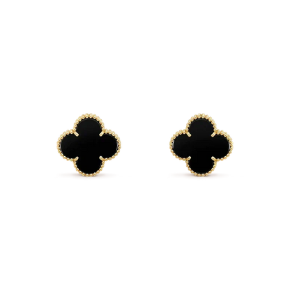 [⭐moonlume]CLOVER MEDIUM 1 MOTIFS  ONYX STUD EARRINGS