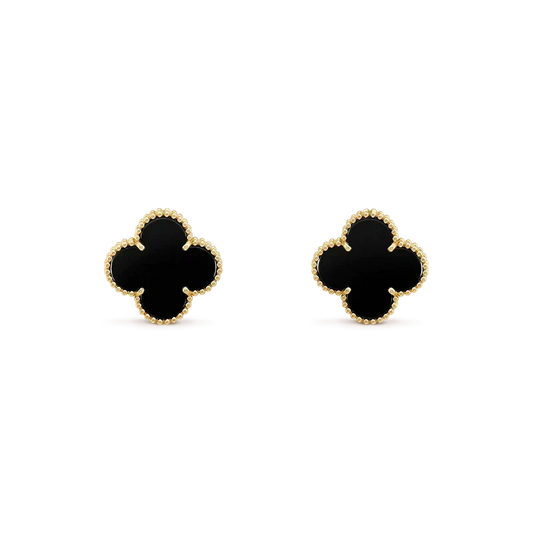 [⭐moonlume]CLOVER MEDIUM 1 MOTIFS  ONYX STUD EARRINGS
