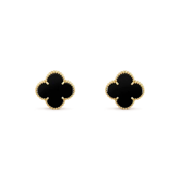 [⭐moonlume]CLOVER MEDIUM 1 MOTIFS  ONYX STUD EARRINGS