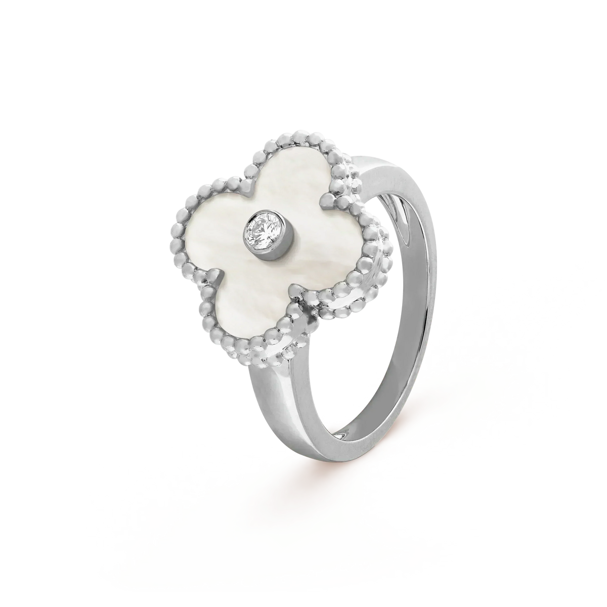 [⭐moonlume]CLOVER SILVER MOP DIAMOND RING