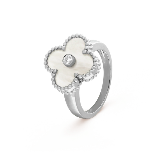 [⭐moonlume]CLOVER SILVER MOP DIAMOND RING