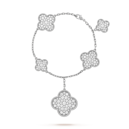 [⭐moonlume]CLOVER 6 MOTIFS SILVER DIAMOND BRACELET