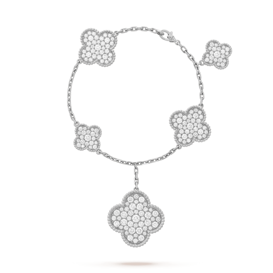 [⭐moonlume]CLOVER 6 MOTIFS SILVER DIAMOND BRACELET