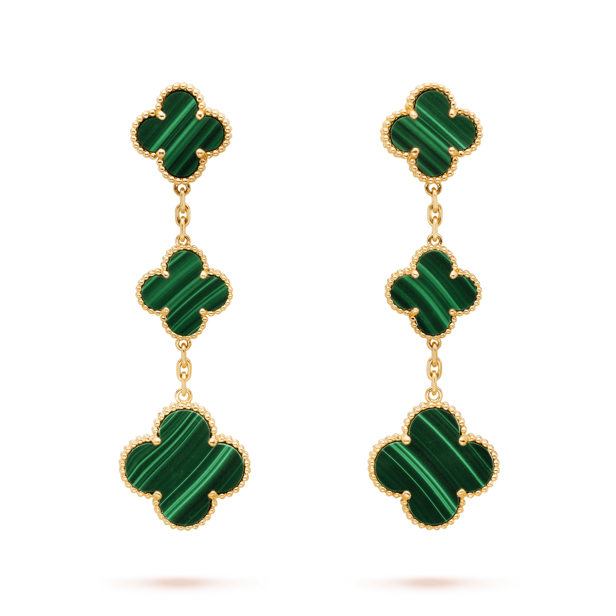 [⭐moonlume]CLOVER MALACHITE 3 MOTIFS GOLD
