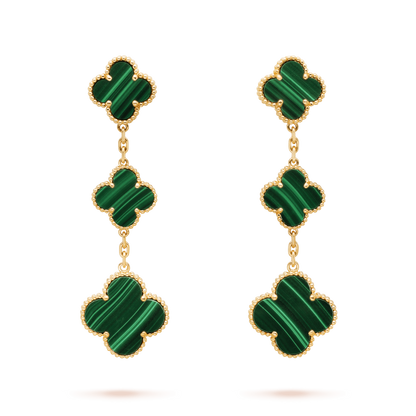 [⭐moonlume]CLOVER MALACHITE 3 MOTIFS GOLD