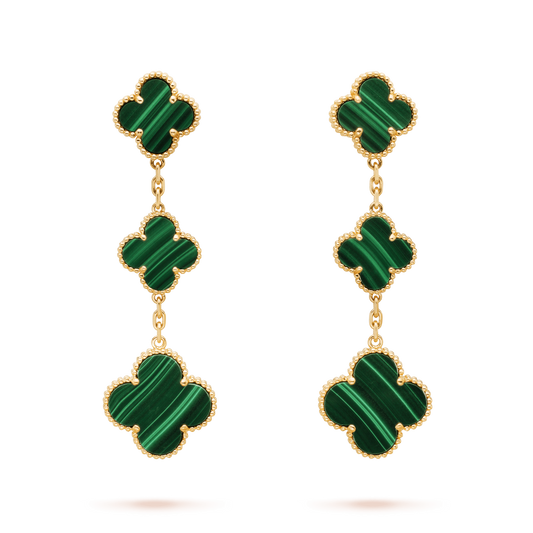 [⭐moonlume]CLOVER MALACHITE 3 MOTIFS GOLD