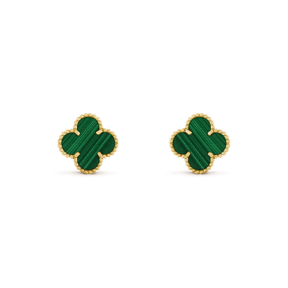 [⭐moonlume]CLOVER MEDIUM 1 MOTIFS MALACHITE  EARRINGS