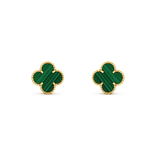 [⭐moonlume]CLOVER MEDIUM 1 MOTIFS MALACHITE  EARRINGS