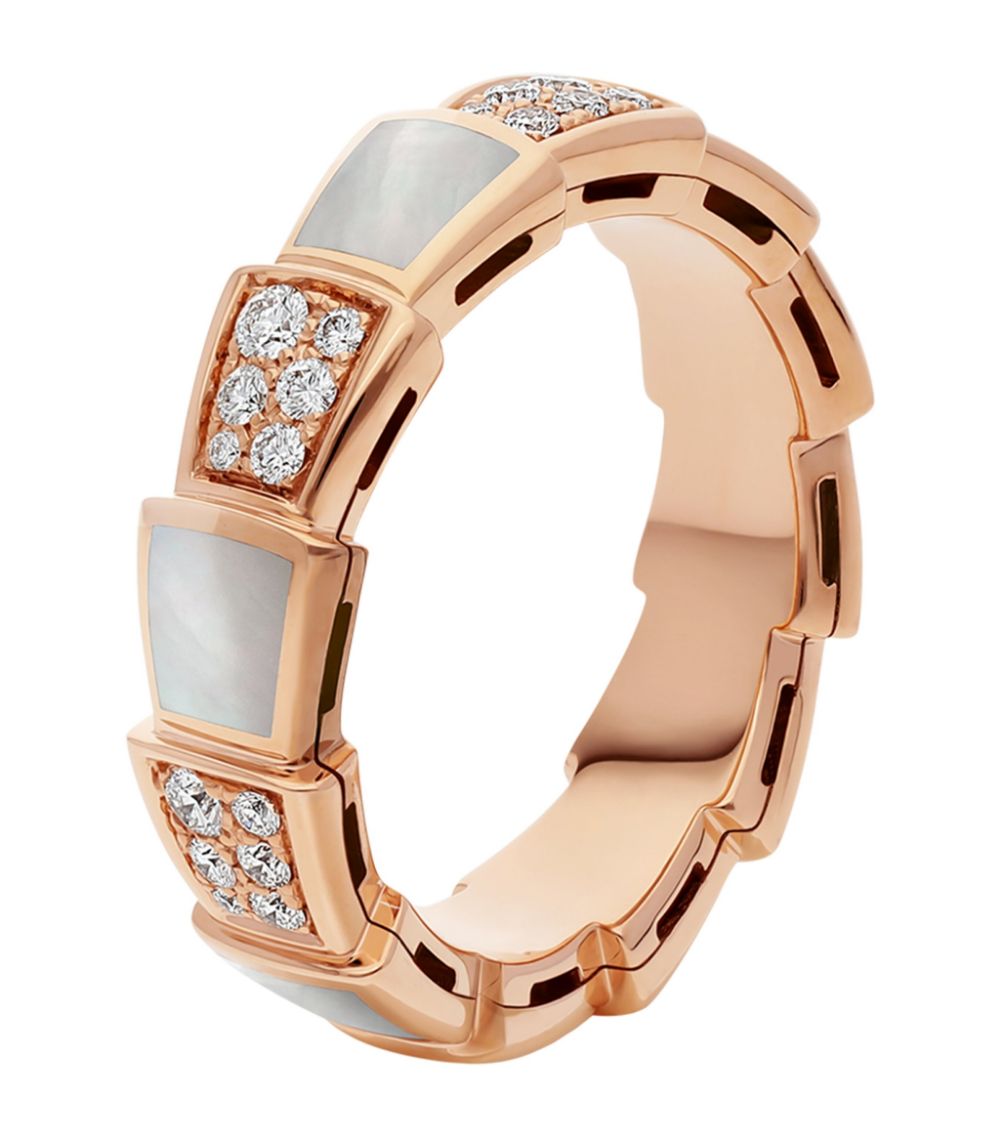 [⭐moonlume]SERPENTI RING PINK GOLD MOP DIAMOND PAVED 4MM