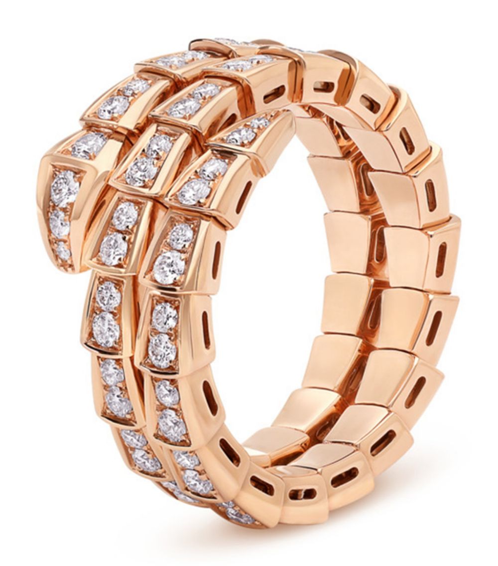[⭐moonlume]SERPENTI RING PINK GOLD DIAMOND DOUBLE ROW