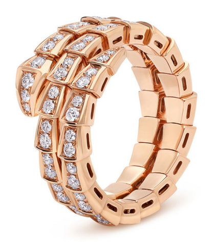 [⭐moonlume]SERPENTI RING PINK GOLD DIAMOND DOUBLE ROW