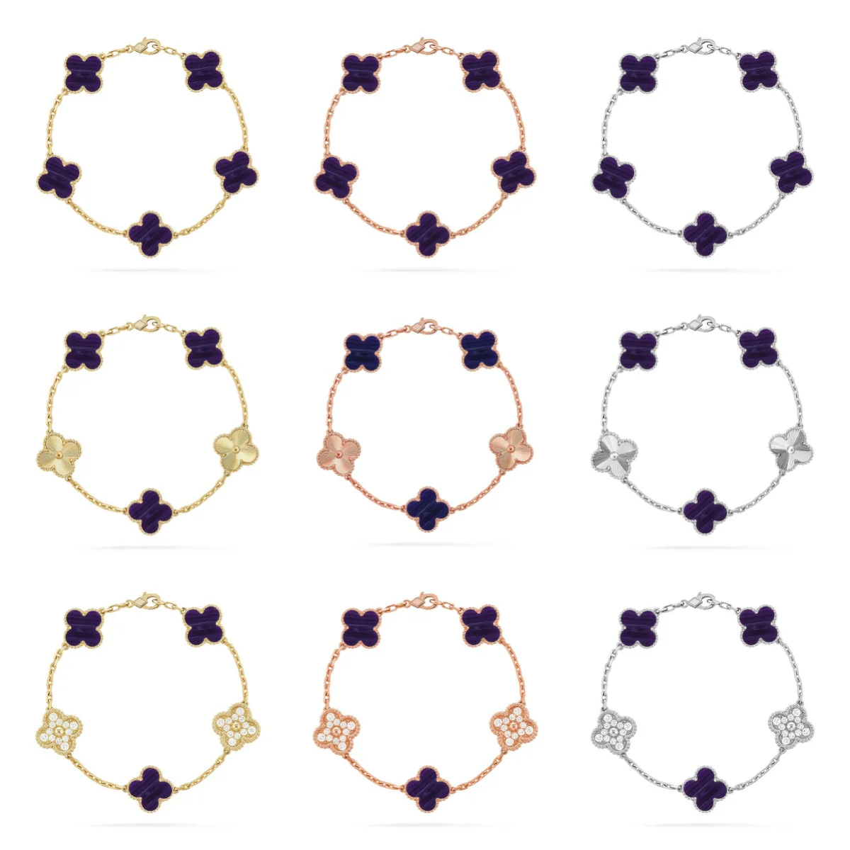 [⭐moonlume]CLOVER 5 MOTIF PURPLE STRIPES BRACELET COLLECTION