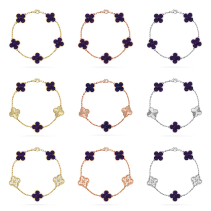 [⭐moonlume]CLOVER 5 MOTIF PURPLE STRIPES BRACELET COLLECTION