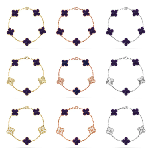 [⭐moonlume]CLOVER 5 MOTIF PURPLE STRIPES BRACELET COLLECTION