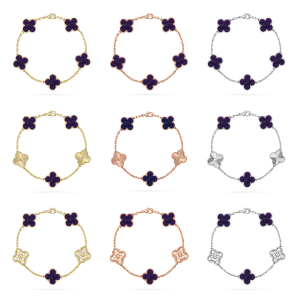 [⭐moonlume]CLOVER 5 MOTIF PURPLE STRIPES BRACELET COLLECTION