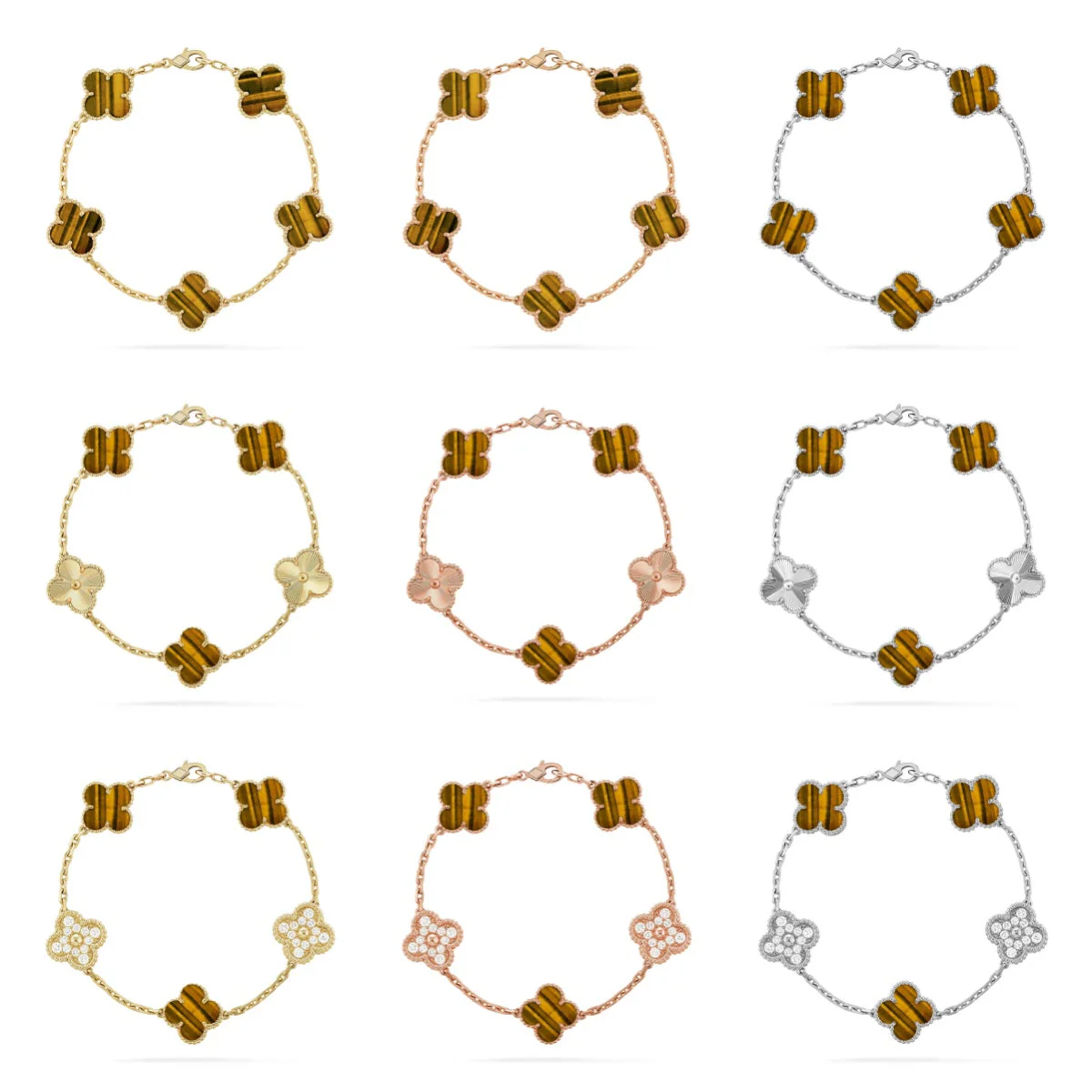[⭐moonlume] CLOVER 5 MOTIFS TIGER EYE BRACELET COLLECTION