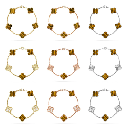 [⭐moonlume] CLOVER 5 MOTIFS TIGER EYE BRACELET COLLECTION