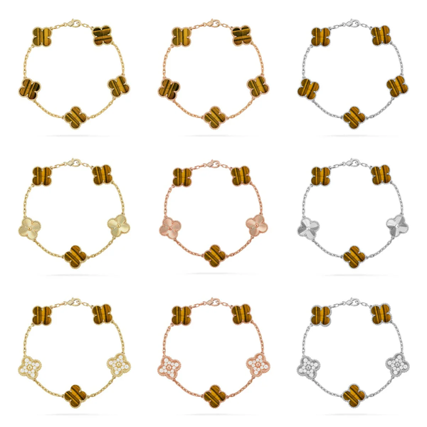 [⭐moonlume] CLOVER 5 MOTIFS TIGER EYE BRACELET COLLECTION