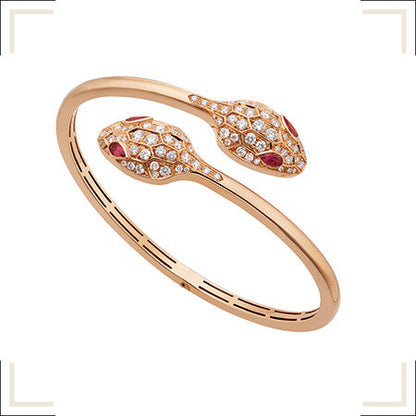 [⭐moonlume]SERPENTI BRACELET PINK GOLD DIAMOND DOUBLE SNAKE