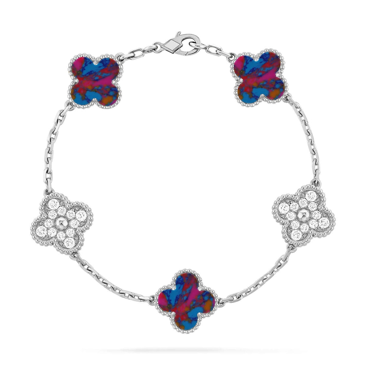 [⭐moonlume]CLOVER 5 MOTIF COLOR GEMSTONES BRACELET COLLECTION