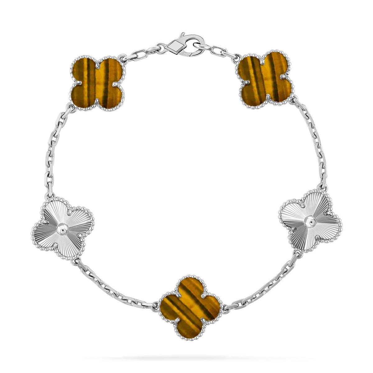 [⭐moonlume] CLOVER 5 MOTIFS TIGER EYE BRACELET COLLECTION