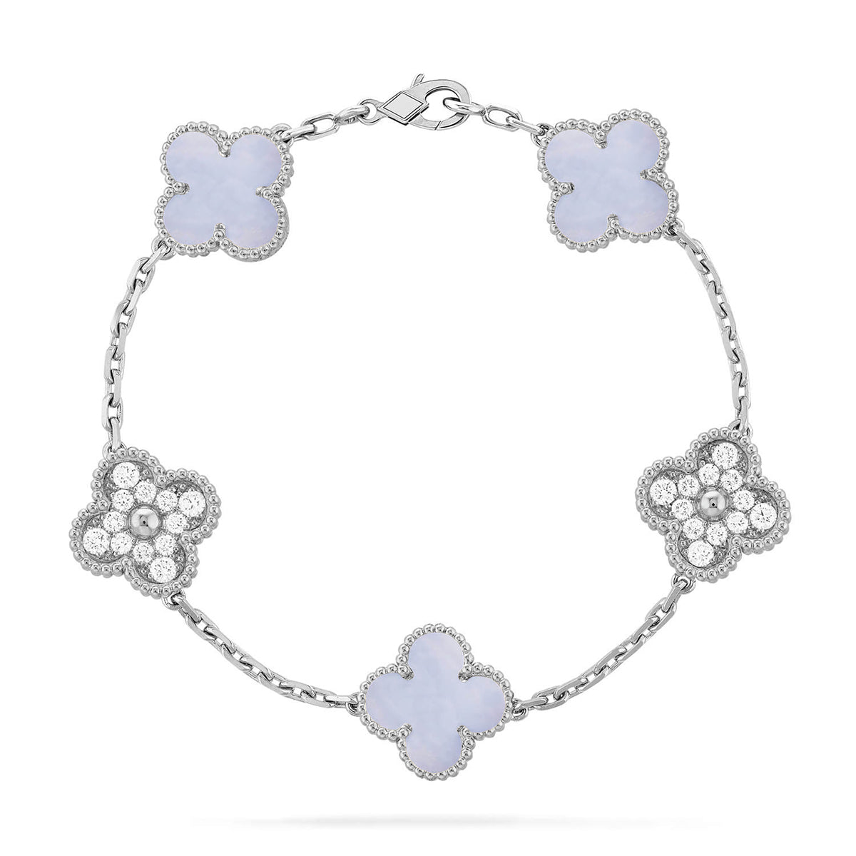 [⭐moonlume] CLOVER 5 MOTIF PURPLE CHALCEDONY BRACELET COLLECTION