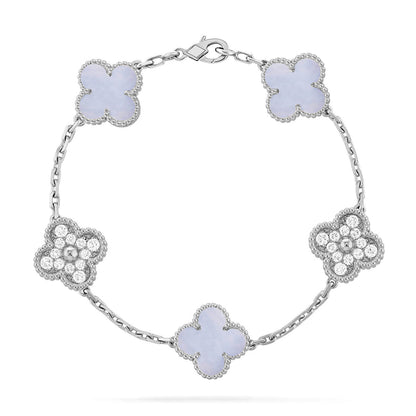 [⭐moonlume] CLOVER 5 MOTIF PURPLE CHALCEDONY BRACELET COLLECTION