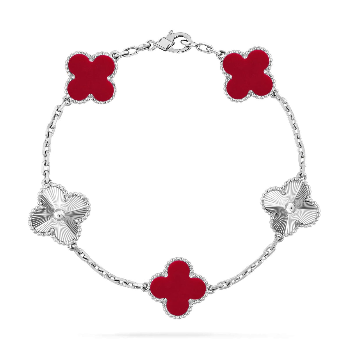 [⭐moonlume] CLOVER 5 MOTIF RED CORNELIAN BRACELET COLLECTION