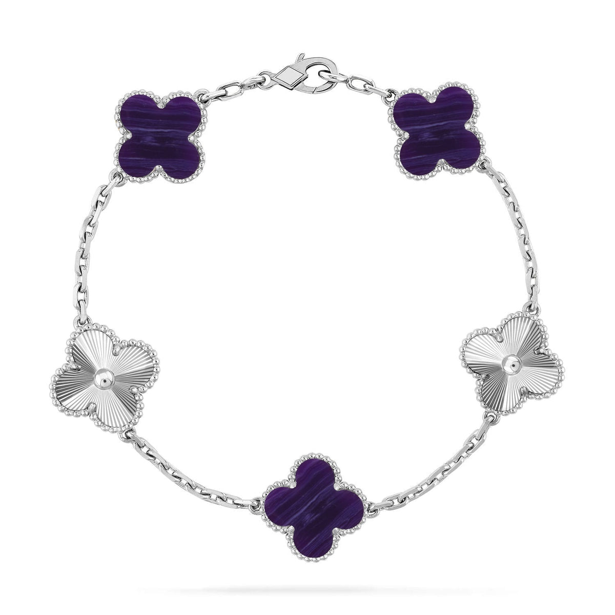 [⭐moonlume]CLOVER 5 MOTIF PURPLE STRIPES BRACELET COLLECTION