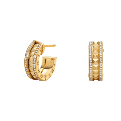 [⭐moonlume]ZERO 1 ROCK GOLD EARRINGS WITH STUDDED SPIRAL AND PAVED DIAMONDS