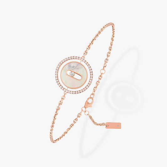 [⭐moonlume]Demo MOVE WHITE MOTHER OF PEARL PINK GOLD DIAMOND BRACELET