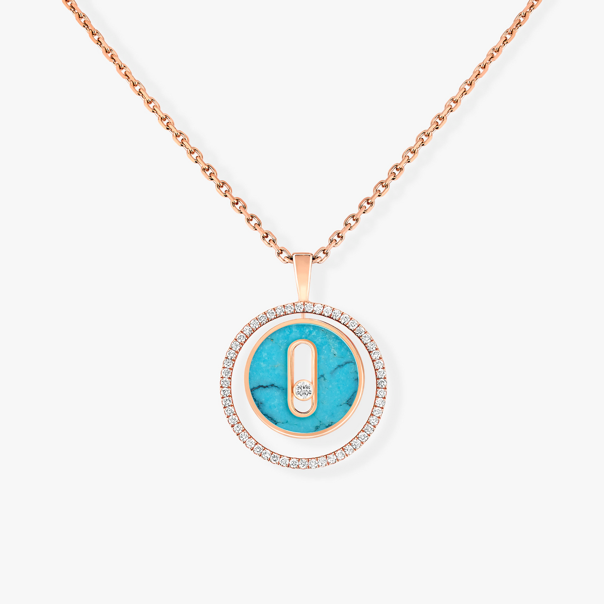 [⭐moonlume]Demo MOVE 1 DIAMOND TURQUOISE PINK GOLD DIAMOND NECKLACE