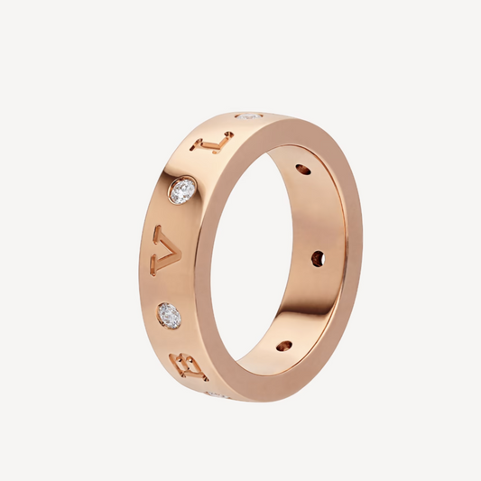[⭐moonlume]ZERO 1 ESSENTIAL PINK GOLD BAND WITH DIAMONDS RING