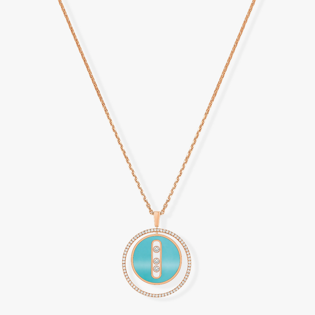 [⭐moonlume]Demo MOVE 3 DIAMONDS TURQUOISE PINK GOLD DIAMOND NECKLACE