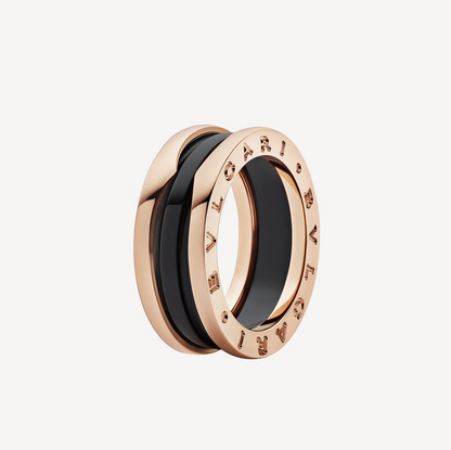 [⭐moonlume]ZERO 1 TWO-BAND LOOPS AND BLACK CERAMIC PINK GOLD RING