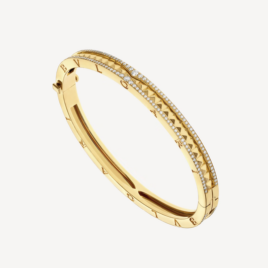[⭐moonlume]ZERO 1 SPIRAL AND PAVED DIAMOND GOLD BRACELET