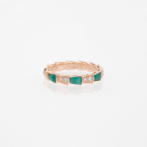 [⭐moonlume]SERPENTI RING PINK GOLD MALACHITE DIAMOND 3MM