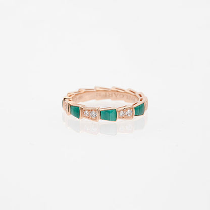 [⭐moonlume]SERPENTI RING PINK GOLD MALACHITE DIAMOND 3MM