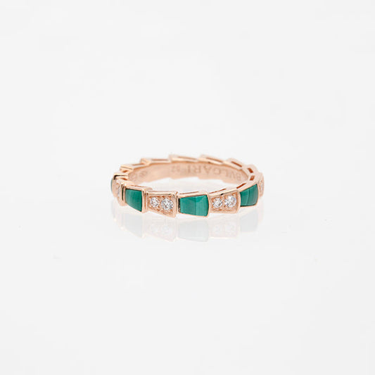[⭐moonlume]SERPENTI RING PINK GOLD MALACHITE DIAMOND 3MM