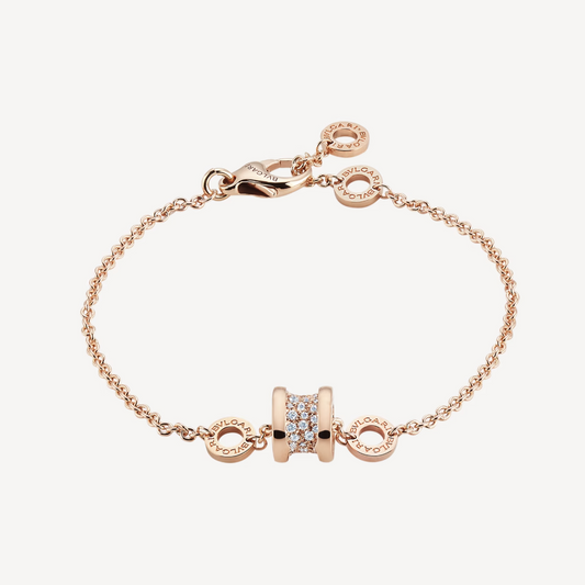 [⭐moonlume]ZERO 1 SOFT PINK GOLD WITH PAVED DIAMONDS ON THE SPIRAL BRACELET