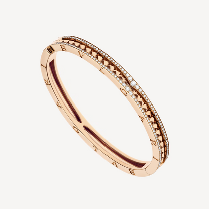 [⭐moonlume]ZERO 1 SPIRAL AND PAVED DIAMOND PINK GOLD BRACELET